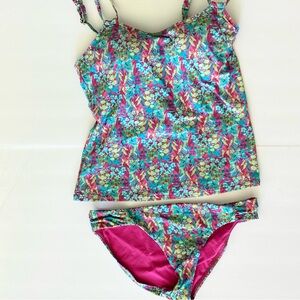 Sunsets Taylor Colorful Underwire Tankini Set 34D Bottoms M